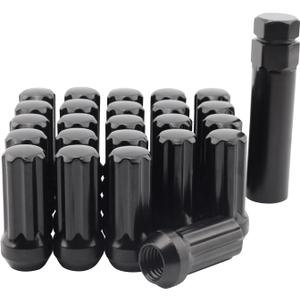 Set of 24, 14x2.0 Spline Lug Nuts Fits 2003-14 Ford Expedition Lincoln Navigator 2004-14 F150 (Black)