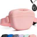 Dog Treat Pouch with Training Clicker, Upgrade Stronger Magnetic Closure to Avoid Spilling, 1.67 Cup Silicone Treat Bag Fanny Pack with Waist Belt for Pet Training Walking (Pink)
