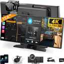 Largest 11.5-inch Wireless CarPlay Screen for Car, Apple CarPlay & Android Auto HD Touchscreen with 4K Dash Cam/1080P Backup Camera/Navigation/Bluetooth/Voice Control/FM/Mirror Link,for All Vehicles