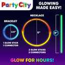 Party City 100 Glow Sticks Bulk Party Pack 8 Neon Glow in the Dark Party Supplies, Glowsticks with Connectors Bracelets & Necklaces, Light Up Favors for Kids, Adults, Birthdays, Parties, Decorations
