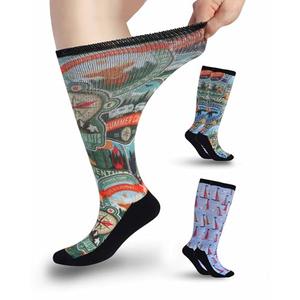 YOKEEP Diabetic Socks for Women & Men Extra Wide, 4 Pairs Over The Calf Non Binding Diabetic Lymphedema Neuropathy Edema Swollen Feet Cast Boot Socks Bariatric for Women Men, L