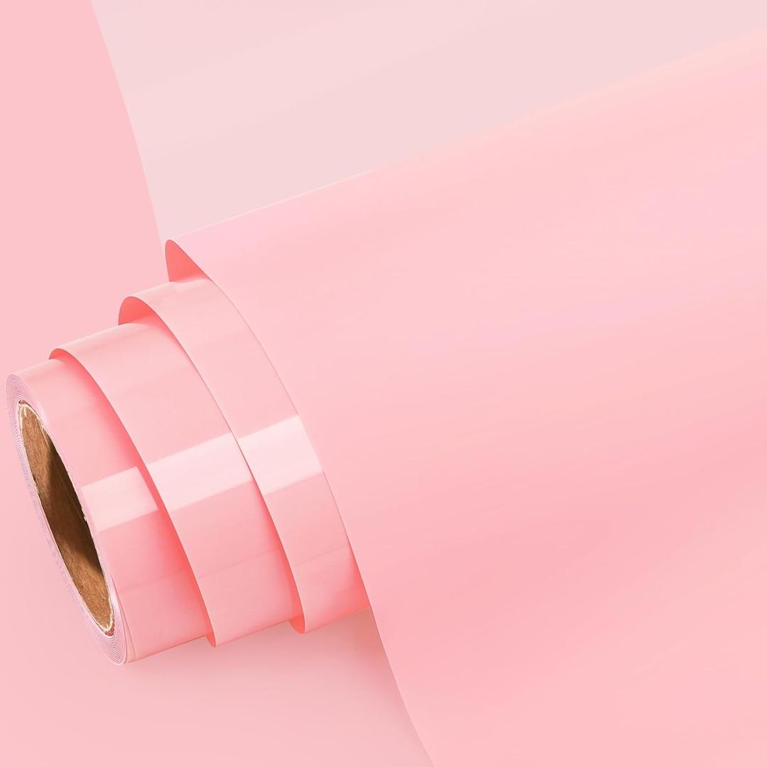 2 x GIRAFVINYL Light Pink HTV Heat Transfer Vinyl, Pink Iron on Vinyl Pastel HTV Vinyl for T-Shirt, Bags, and Other Fabric, 12" X 5FT, Easy to Cut & Weed