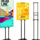 QWORK Double-Sided Adjustable Poster Stand, 2-Pack Heavy-Duty Metal Pedestal Sign Holders, Height up to 75"