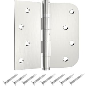 Door Hinges, 4'' X 4'' X 2.5 mm Hinge for Exterior and Interior Door, Silver Door Hinges with Half Rounded & Half Square Corners, Heavy Duty Door Hardware for Bedroom, Studio & Garage - 3 Pack
