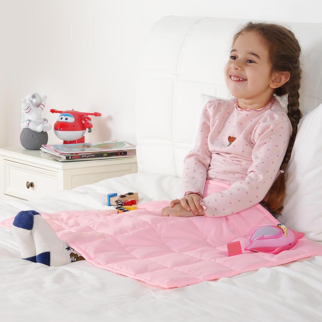 Kivik Weighted Lap Blanket 2 lbs, 20" x 30" Pink Small Weighted Blankets, All-Season Breathable Mini Weighted Lap Pad, Soft Heavy Throw Blanket for Travel, Calming & Sleep, Washable