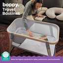 Boppy Portable Baby Bassinet - Lightweight, Low, Fold-Flat Travel Bassinet with Mesh Sides, Anti-Tilt, 2 Custom Fitted Mattress Covers & No Assembly - Gray Pickup Sticks, 1 count