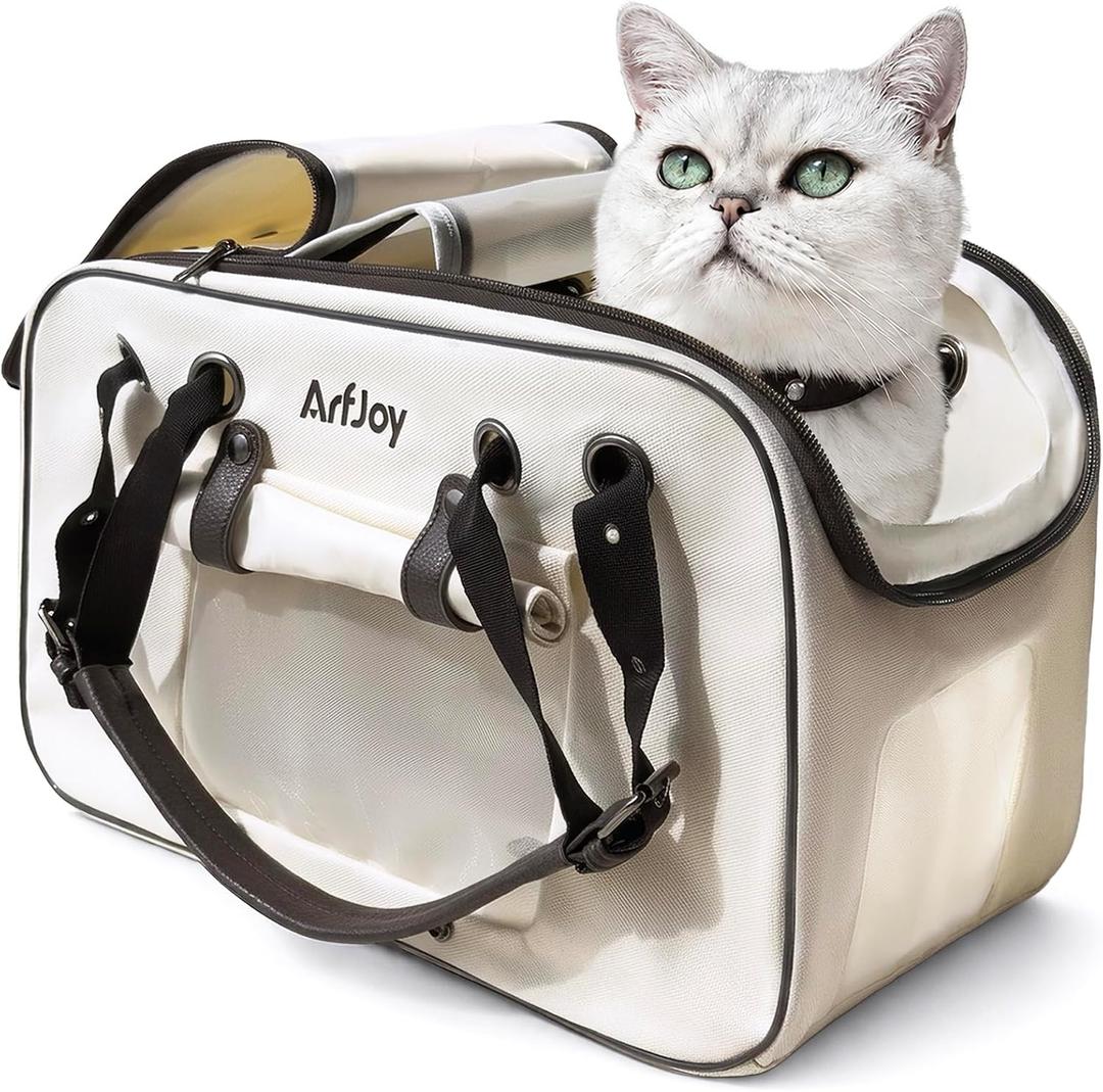 Soft-Sided Cat Carrier for Small Pets Up to 11LBs, Breathable Mesh, Coffee