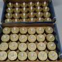 Retisee 48 Pcs Flameless LED Tea Lights Gold Black Glitter Electric Fake Candles for Centerpieces Battery Operated Anniversary Decorations Romantic Winter Decor for Wedding Festival Christmas Birthday, Gold