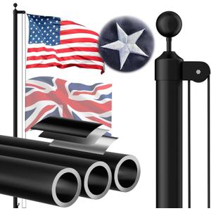 Heavy Duty Flag Pole, 25 FT 12 Gauge Extra Thick Aluminum Flagpole Kit with 5x3 Nylon Embroidered Flag for Outside House In Ground, 100MPH Wind Tested