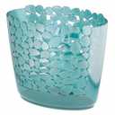 mDesign Plastic Slim Oval 2 Gallon Trash Can Wastebasket Garbage Bin - Decorative Themed Basket for Bathroom, Bedroom, Office - Hold Trash, Waste, Recycling - Pebbles Collection - Blue