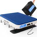 SereneLife EZ Bed Air Mattress with Frame and Rolling Case, Self-Inflating Airbed with Built in Pump for Travel and Hosting, Queen