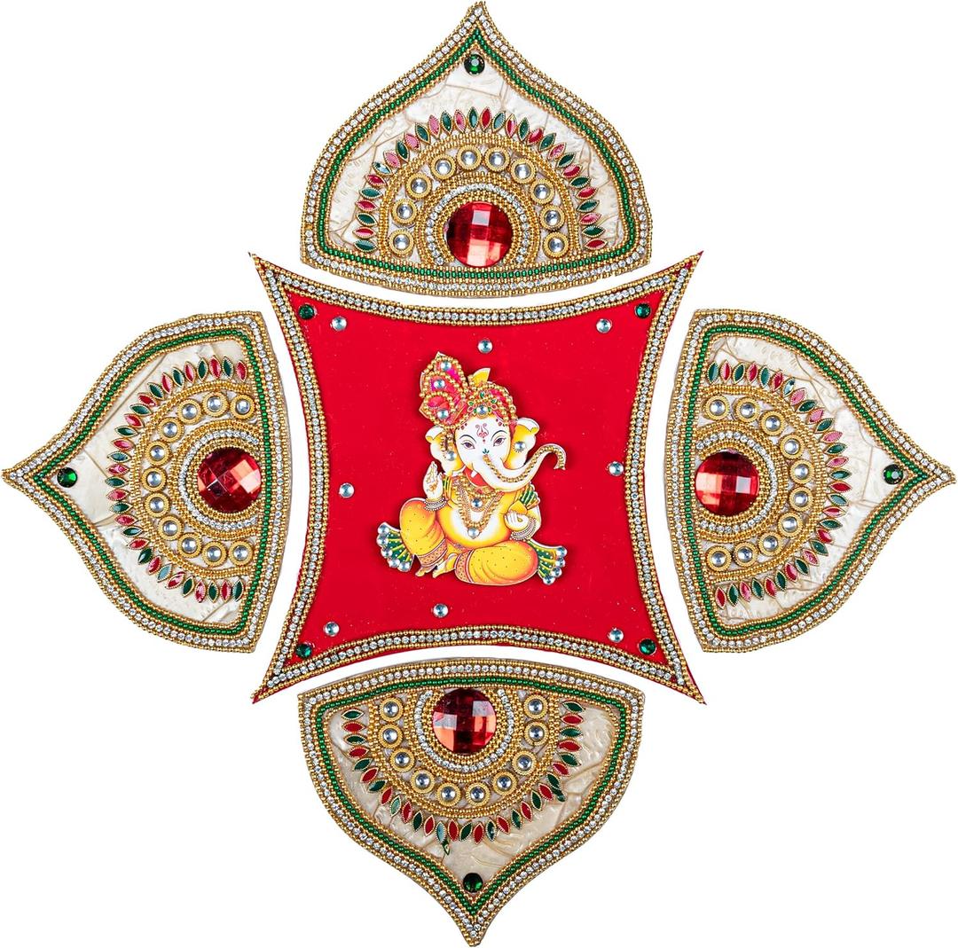 Floor Rangoli Acrylic Handcrafted Indian Traditional Home Dcor for Festival Wedding Party Wall Interior Decoration and Gifting (Ganesh)