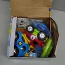 Prextex 2 Pack Cartoon Remote Control Cars for Toddlers - Police Car and Race Car with Steering Wheel Controllers and Lights - Different Frequencies So Both Can Race Together - Toddler Gift 18+ Months