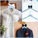 2 Pcs Blue Wedding Bride Hanger Bride and Groom Wooden Dress Hanger Set with Bow Tie for Tuxedo Suit Wedding Gift Bridal Party Shower