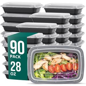 FUHITIM 90 Pack 28 oz Disposable Containers with Lids, Meal Prep ContainersSturdy Leakproof & Food Safe, Microwave, Freezer, Dishwasher Safe Food Storage Containers with Lids Easy Open