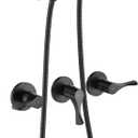 3 Handle Shower Faucet Set with Tub Spout Bathtub Shower Faucet Combo Set Shower System Complete Tub and Shower Trim Kit Matte Black Wall Mounted Shower Fixtures