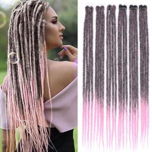 Ombre Pink Clip in Dreadlocks Hair Extensions 24 Inch 6 Clips(24strands) Handmade Synthetic Clip In Dreads Extensions for Women(T1B/pink#)
