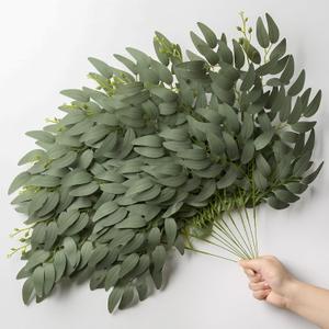 24pcs Artificial Italian Ruscus Greenery Stems 21" Faux Greenery Picks Silk Willow Leaves Stems Hanging Spray for Wedding Arch Bridal Bouquet Table Centerpieces Crafts Vase Filler Home Decor