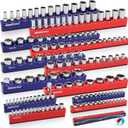 12-Piece 1/4" 3/8" 1/2"-Drive SAE & Metric Magnetic Socket Organizer Set (Holds 143 Sockets) -Detachable Tool Tray with 5mm Magnetic Base for Garage/Home(Sockets Not Included)