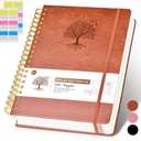 Lined Spiral Notebook Journal 8.5"11", 300 Pages Hardcover Leather Journals for Women Men, A4 Large College Ruled Notebooks, 100 GSM Thick Paper, Spiral Bound Journaling for Writing Work School,Brown