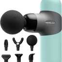 Morelax Mini Massage Gun Portable Deep Tissue Muscle Percussion Massager, Electric Handheld Sport Massager with 6 Massage Heads 4 Speed, Best Gift (Blue) (Mint)