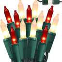 BrizLabs 300 Counts Red & White Christmas Lights, 69.6ft Mini Lights Connectable, UL Certified Incandescent Christmas String Lights Plugin, Indoor Xmas Tree Lights for Outdoor Xmas Home Decor