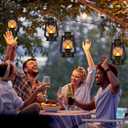 Retisee Vintage LED Lantern Battery Powered Camping Lamp Indoor Outdoor Hanging Lantern Flickering Fire Lamps with Remote Control for Patio Yard Door Front Decor(6 Pcs)