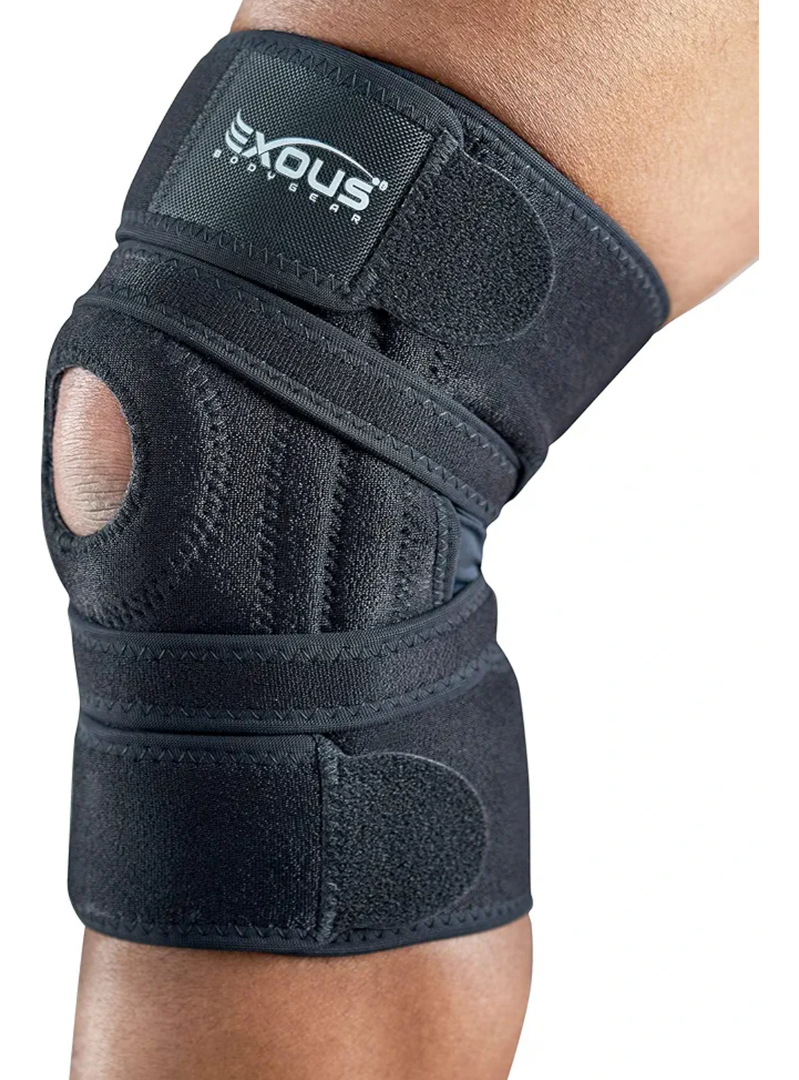 Knee Brace Meniscus Tear Support For Arthritis Acl, Mcl Pain Patented 4-way Adjustable Wraparound Strap Dual Side Stabilizer For Patella Stability One Size
