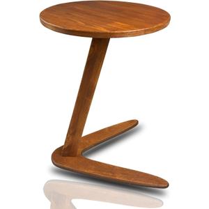 C-Shaped Handmade Solid Wood End Table, Side Table for Couches, Sofa Tables Slide Under Couch for Living Room, Over Couch TV Tray Table for Small Spaces (Medium, Chestnut)