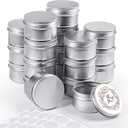 Patelai 36 Pcs 4 oz Metal Round Tins Aluminum Tin Cans Salve Tins Containers with Screw Lid 10 Sheets Stickers for Salve Spice Candies Balms Candles(Silver)