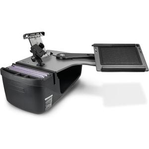 AutoExec Reach Desk Back Seat Left Side for Your Vehicle Workstation and Mobile Office, Gray, with Phone Mount and Tablet Mount