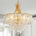 WUZUPS Crystal Chandelier Pendant Ceiling Light Modern Lighting Fixture for Bedroom Hallway Entry Kitchen Bathroom, H 21.1" x W 19.3", E12 Base, Gold, Pendant Light, 21.1" High 19.3" Wide