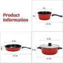 Non-Stick Cookware Set, 4 Piece Set Portable Lightweight Cast Iron Pots and Pans with Glass Lids and Nylon Utensils for Outdoor Travel Camping Picnic