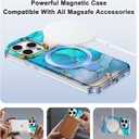 Lamcase for iPhone 14 Pro Case with Magnetic Invisible Ring Stand [Compatible with MagSafe], Full Body Rugged Slim Women Men Girl Shockproof Marble Pattern Design Case, Light Blue