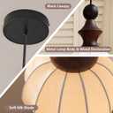 KCO Lighting White Fabric Lantern Pendant Light Japanese Silk Ceiling Light Farmhouse Black Pendant Kitchen Light Small Round Hanging Light Fixture Modern Dining Room Chandelier