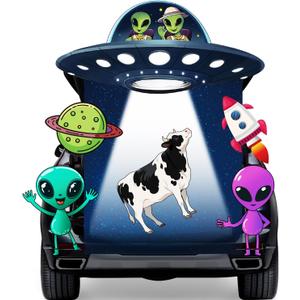 Trunk or Treat Car Decorations Kit,Halloween UFO Decorations for SUV Halloween Decor for Garage Door Entryway Archway
