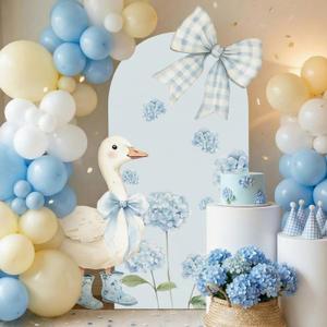 Novabright 2 Pcs One Silly Goose Party Decoration 5ft and 2.5ft Blue Bow 1st Birthday Silly Goose Cardboard Cutout Standup Photo Props Backdrops for Boys 1st Birthday Baby Shower Supplies