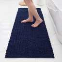 ILANGO Bathroom Rugs Navy Blue 26x60 Extra Soft Absorbent Chenille Bath Rugs,Thick Non-Slip Shaggy Bath Mat,Machine Washable Quick Dry Bath Mats for Bathroom Runner Floor, Tub, Shower Accessories