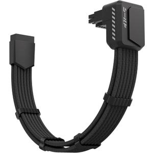EZDIY-FAB Shield PCIE 5.1 GPU Extension Cable with 90 Degree 12V-2x6 Angle Adapter,16pin (12+4) 12VHPWR PCIe 5.1 PSU Cable Extension for RTX 40/50 Series with Combs-Standard Type-Black