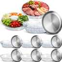 Baderke 9 Set 11.8" Chilled Serving Tray for Parties with Compartments Ice Chilled Party Platter Charcuterie Serving Board Cold Dish Dip for Fruit Seafood Vegetable Shrimp Cocktail (Natural)