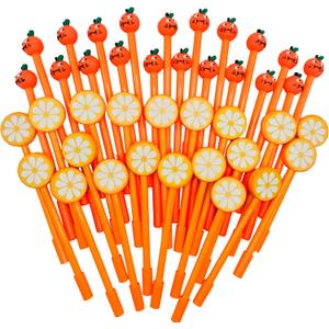 40 Pcs Cute Orange Gel Ink Pens, Fruit 0.5 mm Black Ink Cool Novelty Writing Pens f for Ournaling, Writing, Note-Taking, Teacher Student School Party Office Home Supplies (Cute Orange)