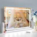 Makeup Vanity Mirror with Lights, 22.8"x 18.1" Large LED Lighted Mirror with 10X Magnification and USB Charging Port, Smart Touch 3 Colors Dimmable, Touch Control for Bedroom, White