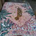 Washable Pink Rugs Boho Vintage Tropical Jungle 9x12 Area Rugs Tribal Oriental Carpet for Bedroom Kitchen Dining Living Room Office Distressed Indoor Cute Nursery Rug