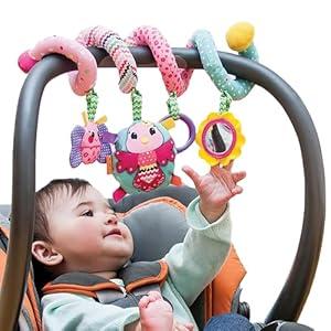 Infantino Stretch & Spiral Activity Toy - Textured Play Activity Toy for Sensory Exploration and Engagement, Ages 0 and Up, Pink Farm