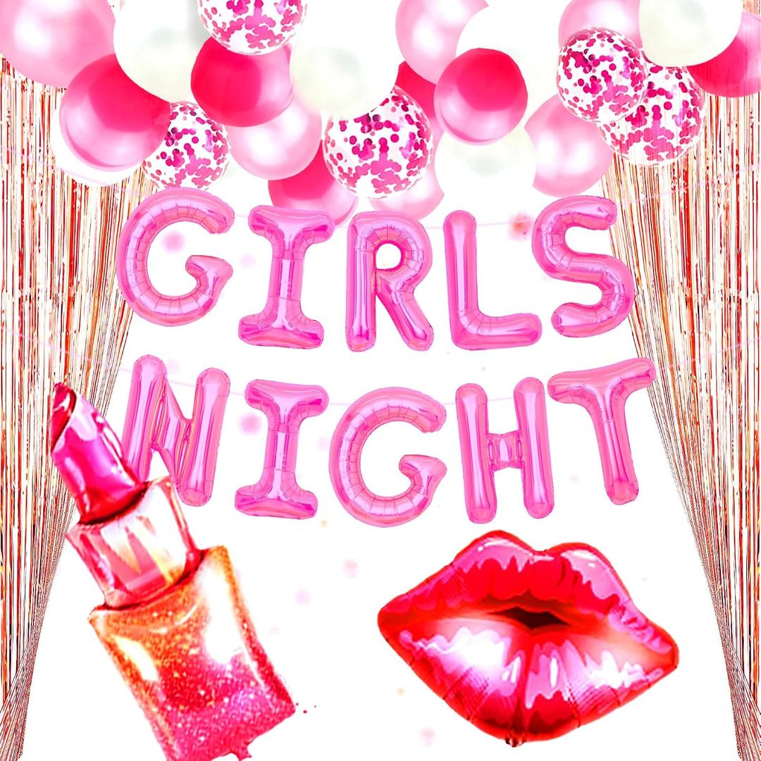 LaVenty 45PCS Girls Night Party Decoration Girls Just Wanna Fun Banner Girl Party Decoration Pajama party Decorations Sleepover party Girl Night Out Decorations