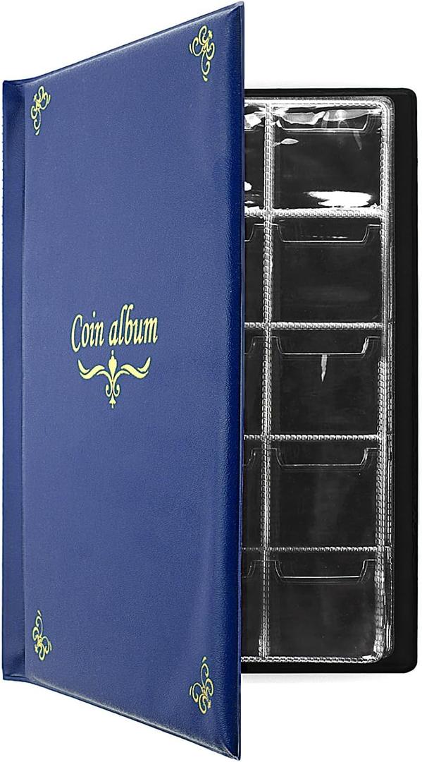 150 Pockets Coin Album, Penny Collecting Book, Souvenir Coins Collection Holder, Ideal for Pressed Pennies Passport, Hobby Coin Collector, Money Specie Display Storage Case (English, Blue)