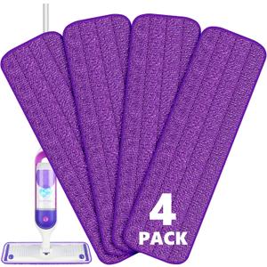 BPAWA 4X Reusable Pads Compatible with Swiffer PowerMop, 15" Microfiber Power Mop Replacement Refills Spray Mop Heads Washable Pad Dry Wet Mopping or Floor Cleaning
