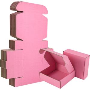 25 Pack Small Shipping Boxes Pink Corrugated Cardboard Box 7x5x2 inchesCorrugated Box for Packaging Small Business,Mailing Packing Literature Mailer,Shipping Gift Boxes