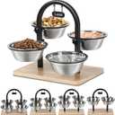 handrong Elevated Cat Bowls Elevated,4 Heights Raised Cat Food Bowl for Indoor Cats with 5 Steel Bowls for Kitten Puppy Small Dogs