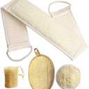 FEBSNOW Loofa Body Scrubber - 4 PCS Exfoliating Loofah Back Scrubber Natural Luffa Shower Bath Sponge Exfoliating Washcloth Face Scrubber Pad for Deep Clean & Invigorate Your Skin